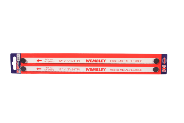 Wembley Hacksaw Blades 2-Pieces HSS Bi-metal Flexible 24 TPI